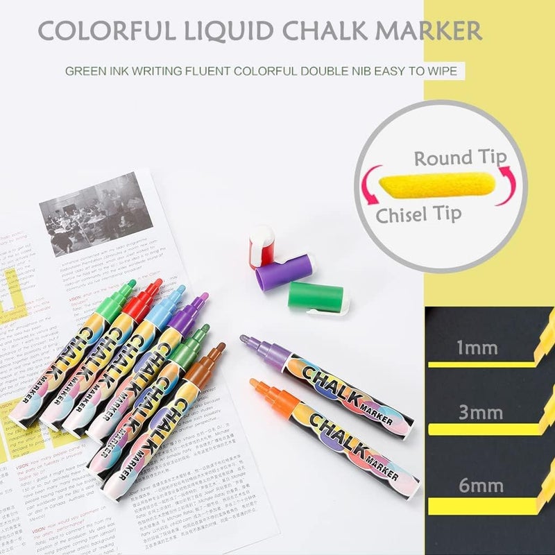 SMOOTHERPRO Liquid Chalk Marker Set 8 Colors 6mm Hightlight Blackboard Colorful Markers for Store Promotion, Menu Board, Art Decoration, Advertisement, Chalkboard (Black) - Image 5